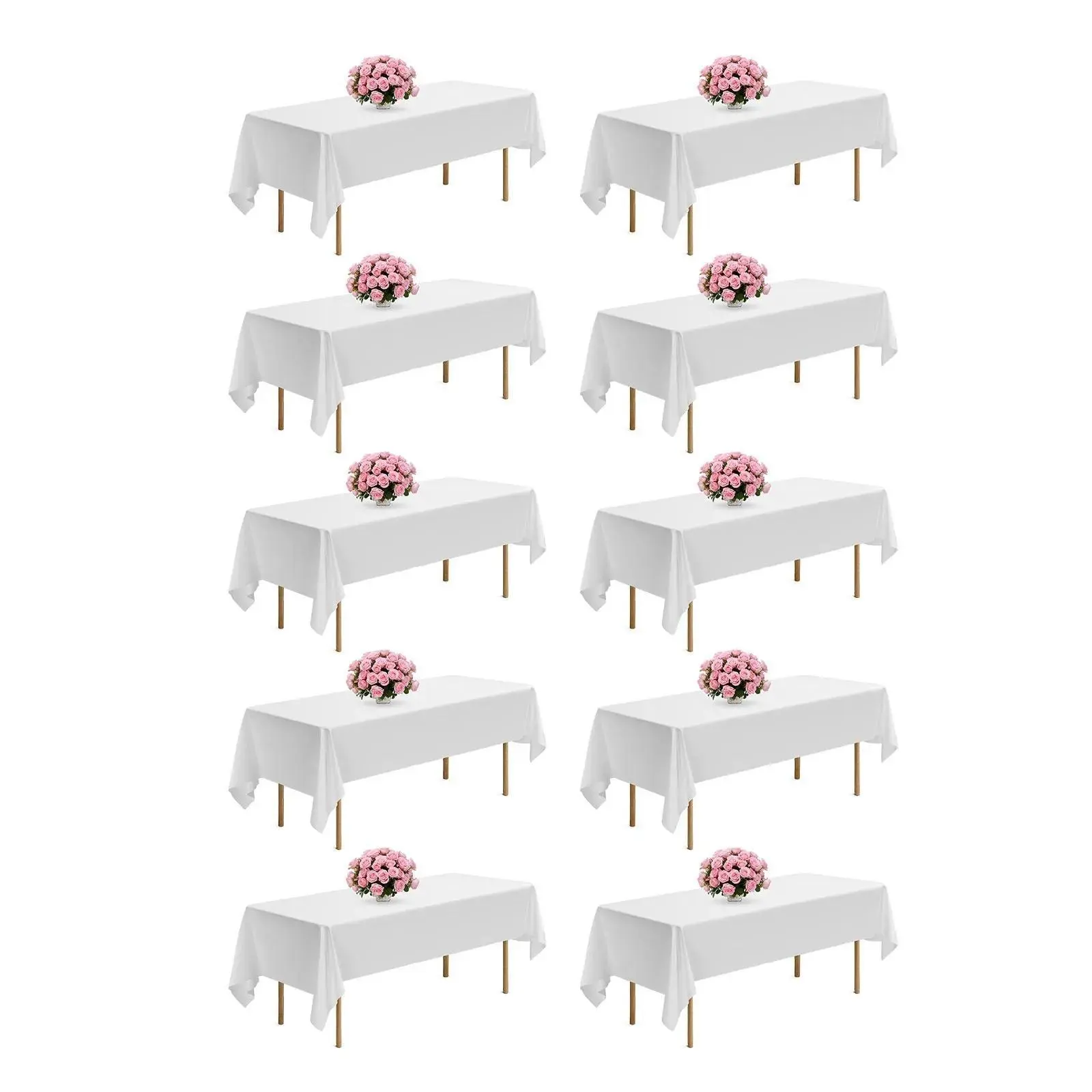 【Summerfinds】VEVOR White Tablecloths for Rectangle Tables, 10 Pack, 60 x 102 Inches, Reusable and Machine Washable Table Clothes, Wrinkle-Resistant Polyester Fabric Table Covers for Wedding, Party, Banquet