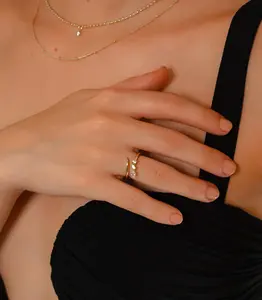 Open Marquise Ring Simulated Diamond Wedding Ring Minimalist Open Ring Cuff Stacking Ring Adjustable Unique Simulated Diamond Ring for Her
