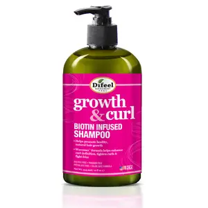 Difeel Growth & Curl Biotin Infused Shampoo 12 oz - Helps Promote Healthy Natural Hair Growth with Wavemax Formula