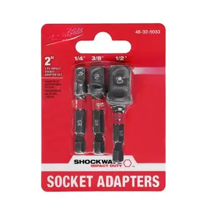3PC 1/4''-hex Impact Socket Adapter Set 1/2, 1/4, and 3/8 in Sockets for Secure Fastening and Extreme Durability