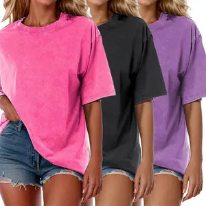 Holafish 3Pcs Acid Wash T-shirts Unisex Oversized Half Short Sleeves Casual Loose Solid Streetwear Tops,Lady T-shirt Baggy Retro Street T-Shirts,Loose Fit funny cat graphic worm women