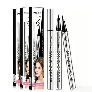 [YANQINA]EyelinerPen Silver Tube One-stroke Formation Waterproof, Oil-proof, Quick-dry, Smudge-proof Ultra-fine Tip eye liner
