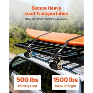 fathersdaygift  VEVOR Ladder Rack Ratchet Straps, Black Square Tube Mount, 1.5 in Widex 7.4 ft Long Black Ladder Rack Straps with Double J - Hooks, 500 lbs Load Heavy Duty, Cargo Buckle Lock Strap (2 Pack)VEVOR Super Brand Day