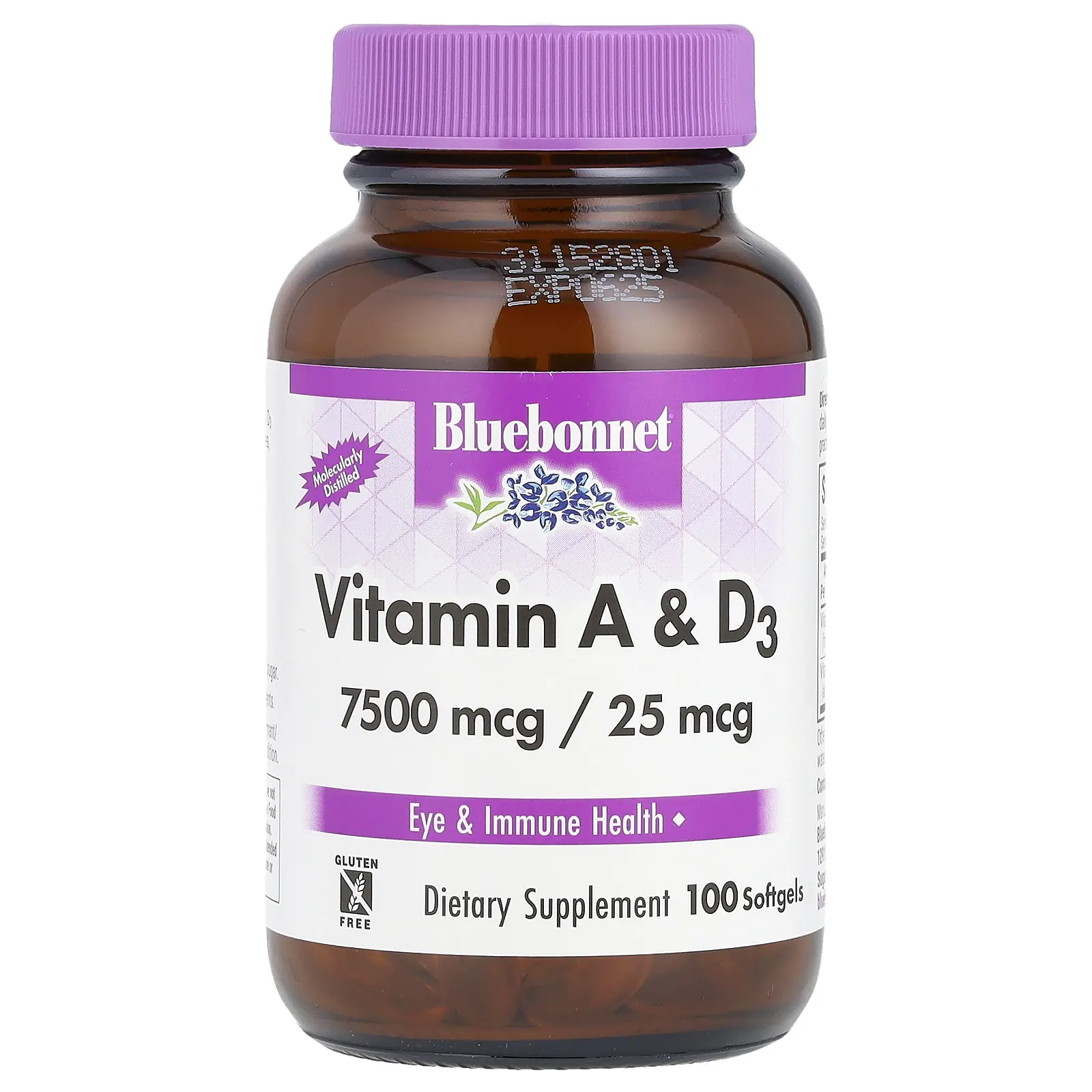 Bluebonnet Nutrition Vitamin A & D3, 100 Softgels
