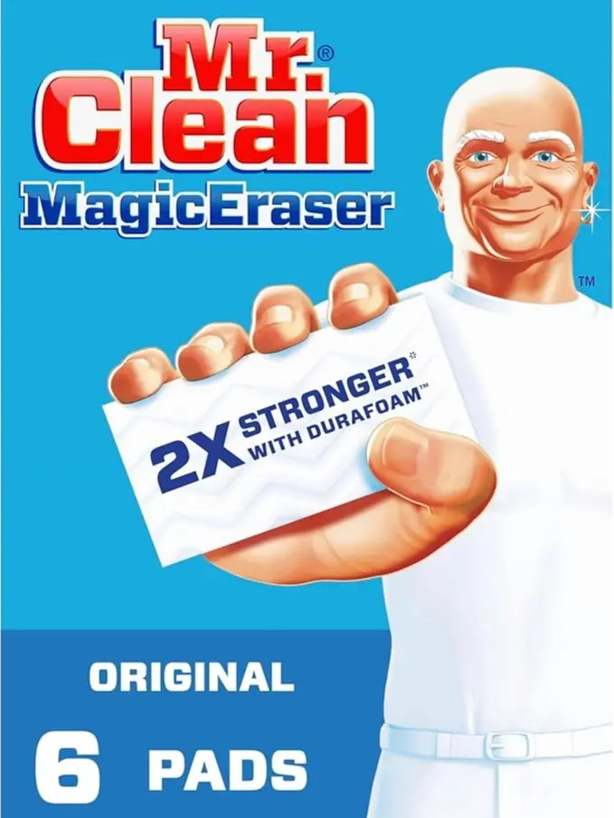 Mr. Clean Magic Eraser Original Cleaning Pads, Multi Purpose Cleaner, 6 Count, White, Bathroom Cleaning Supplies
