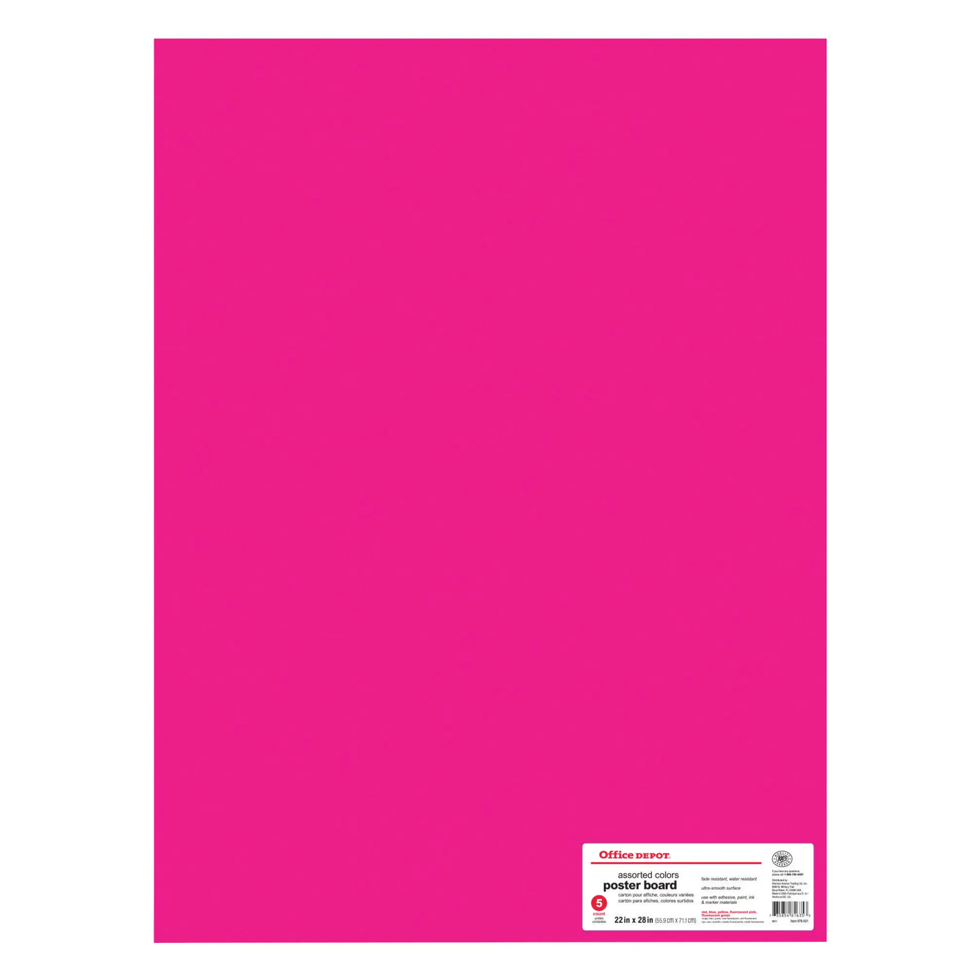 Office Depot Poster Board, 22in. x 28in., Assorted Colors, Pack Of 5, 27057