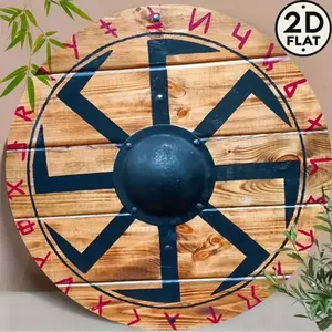 2D Flat Nordic Shield Metal Sign 8-Inch Round Vintage Viking Home Decor