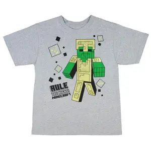 Minecraft Boy's Rule the Night Zombie Gold Armor T-Shirt (SM)