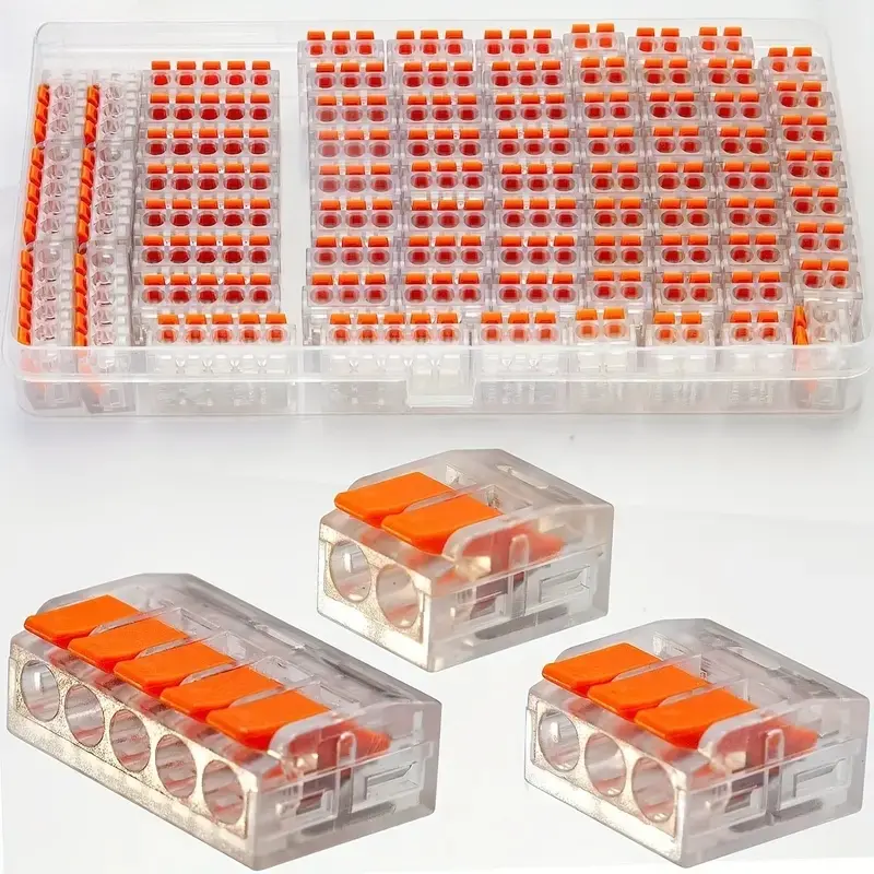 A Set of 75 Electrical Quick Connectors in a Box, Wiring Connectors Kit, Lever Wire Nut Connectors for 28-12 AWG DIY Projects, Push-In Terminal Connectors for 2/3/4 Ports