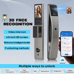Wishome APP 3D Face Recognition Lock with Camera Video Intercom, Automatic Door Lock, Digital Password Entry, Home Security System