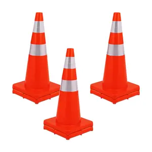 12 Pcs Traffic Cones, 18 Inch Safety Road Parking Cones, Orange PVC Traffic Cone with Reflective Collars, Hazard Caution Cone Construction Cones for Driveway Road Parking