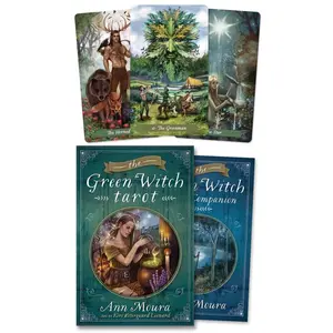 Dulabeanie Green Witch Tarot Deck & Book by Ann Moura - 78 Cards & 264 Page Guidebook for Personal Growth & Spiritual Enlightenment Regular Edition