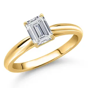 Gem Stone King 0.70 Cttw IGI Certified Lab Grown Diamond in 10K Yellow Gold Solitaire Engagement Ring for Women | Emerald Cut | D-E Color | VS1-VS2 Clarity