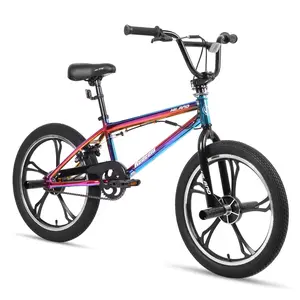 HILAND 20 Inch 5 Spoke Kids BMX Bike Boys Girls Ages 5-12，360 Degree Rotor Freestyle, 4 Pegs Single Speed Kid’s BMX Bicycle