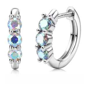 Moissanite Huggie Hoops (10mm Inner Diameter) | Passes Diamond Tester | 18K White Gold Plated S925 Silver Post