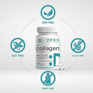 Multi-Collagen Pills for Women with Vitamin C, E, & Biotin, 300 Capsules – 11 in 1 Formula with Saw Palmetto, Bamboo Silica, & Hyaluronic Acid – Hair, Skin, Nail, & Joint Health Edible Supplement