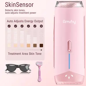 Amifiy Professional IPL Hair Removal Device with Ice Cooling Home Use Epilator for Women Adjustable 3 Energy Levels 2 Modes Face Body Includes Razor Glasses - Personal Care Appliances