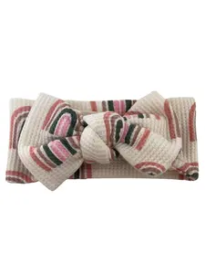 Organic Waffle Knot Bow, Pink Rainbow