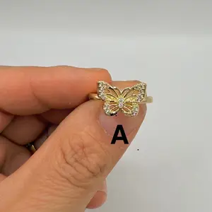 Beautiful Butterfly Ring Gold Plated with Elegant Design and Sparkling Stones for Women