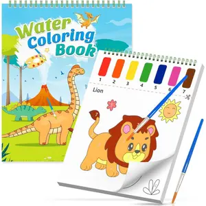 P-ITC055    Paint with Water Coloring Books for Toddlers, Mess Free Watercolor Painting Sets Activity for Kids Arts Crafts Gift Toy for Boy Girl Age 4 5 6 7 8 Christmas Stocking Stuffers Birthday (Dinosaurs)