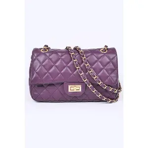 Quilted Turn Lock Convertible Shoulder Bag