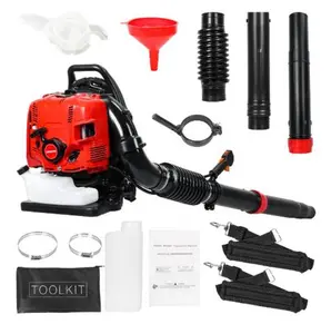 Explorinox leaf blower, 75.6CC 4-Stroke Backpack Gas Leaf Blower, Snow Blower, Up to 900 CFM and 210 MPH, Variable Speed, Cruise Control (Red)