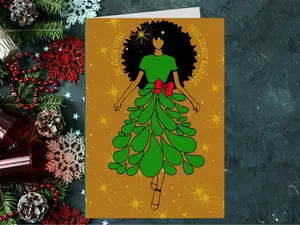 Personalized Gifts African American Greeting Cards 5.5" x 8.5" w/ Envelope | Custom Message | Black Holiday Cards | Christmas Gift