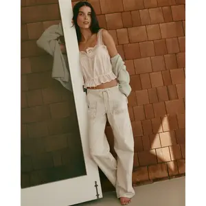 Abercrombie & Fitch Linen-Blend Low Rise Ultra Loose Drawstring Jean