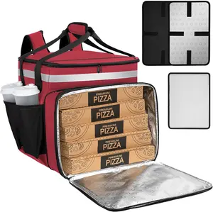 Food Delivery Backpack, Expandable Delivery Backpacks for Hot/Cold with Reflective Strips and Cup Holder, Bike Delivery Bag Backpack Suitable for Uber Eats, DoorDash, Pizza bag, Red