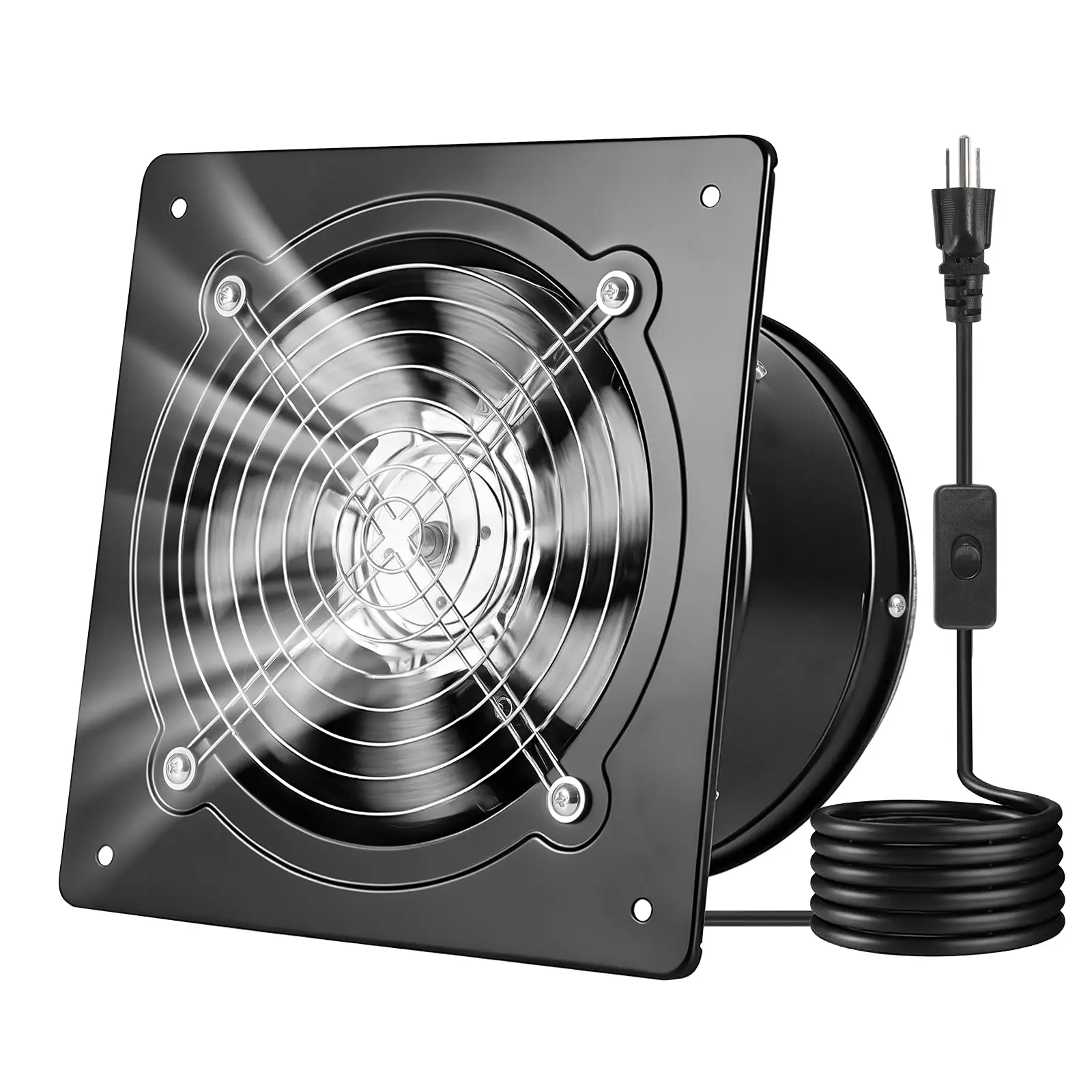【SummerFinds】VEVOR 8-In Socket-Powered Wall-Mounted High Velocity Exhaust Fan, 576 CFM Ventilation Extractor with On/Off Control, Low Consumption for Attic, Garage, Socket-Powered Wall-Mounted Fans