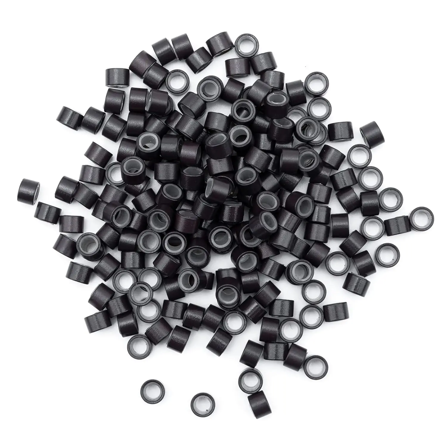 Link Beads 200 count 6mm  Lined  Rings for Human Hair Extensions  Extensions Dark Brown