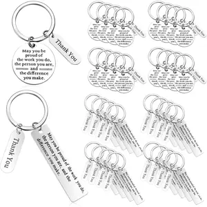 32 Pcs Thank You Gifts Keychain Bulk Employee Appreciation Keychain Christmas Gift for Volunteer Coworkers Women Men