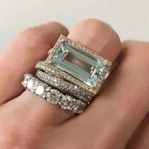 3Pcs Stackable CZ Ring Set - Retro Unisex Silver Plated Statement Rings, Graduation & Father's Day Gift