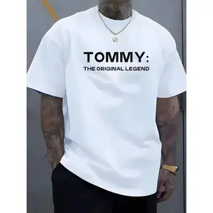 Men'S Tommy: The Original Legend Graphic T-Shirt - Black Casual Crew Neck Short Sleeve Tee with Bold White Print, Breathable Summer Top for Casual Attire, Comfortable Clothing |   Bold Graphic Tee |   Comfortable Fit