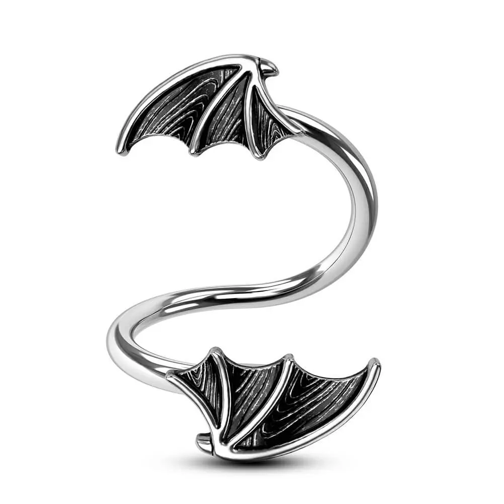 Oufer 16G S-shaped Black Bat Wing Cartilage Ring