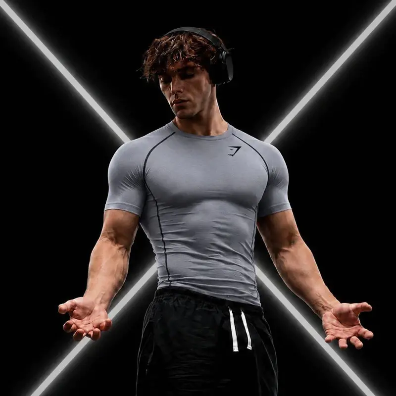 Gymshark Men’s Seamless Compression Shirt Breathable Quick Dry Athletic Workout Top