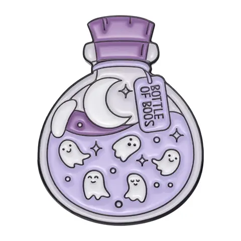 Cute Cartoon Ghost Bottle Design Alloy Brooch Pin for Gift, Cute Badge for Backpack, Hat, Luggage, Clothes, Trendy Kawaii Accessories Charm, Hat Pins