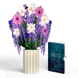 Wisteria Birthday Bouquet and Aquarius Zodiac Sentiment Set