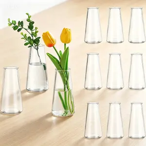 Modern Glass Vase Set of 12 for Wedding Centerpiece: Clear Bud Vases 5.5 Inch Small Flower Vases for Table Decor, Rose Tulip Stems, Home Decoration, Party Favor Containers, Minimalist Design