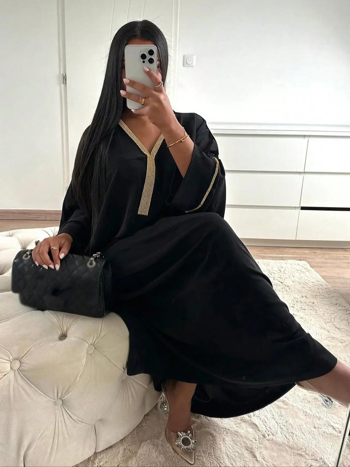 Women's Long Sleeve Dresses, Elegant Muslim Dress for Party Holiday Vacation, Ladies Islamic Clothing for All Seasons