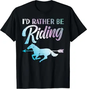 100% Cotton Id Rather Be Riding Horse Rider Equestrian Men Women T-Shirt