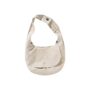 POP MART Hirono Living Wild – Freedom Island Cotton Linen Wanderer Bag White