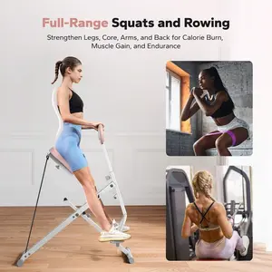 Squat Machine Glutes Workout AdjustableResistance Foldable Exercise Equipment Leg ExerciseMachine with 350lbs Weight Capacity, Rowing Machine