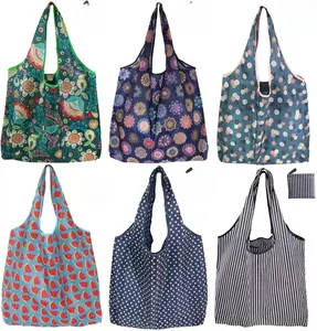 Reusable Grocery Bags, 6 Pack 50Lbs Foldable Fashion Washable Shopping Bags, Large Boho Tote Bags For Groceries, Bulk Market Cloth Storage Bags, Utility Aesthetic Personalized Gifts For Women