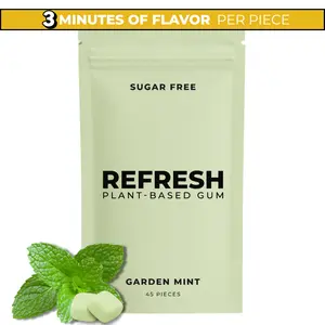 Refresh Gum Garden Mint, Xylitol – Sugar Free Chewing Gum Pouch, Natural Flavor & Organic Ingredients – Aspartame Free, Plant-Based, Non-GMO – 45 Pieces