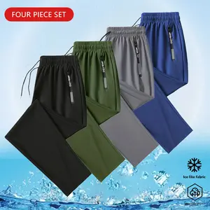 Men’s Summer 4-Pack Lightweight Breathable Straight-Leg Pants — Moisture-wicking, comfortable fit, easy for everyday wear and workouts