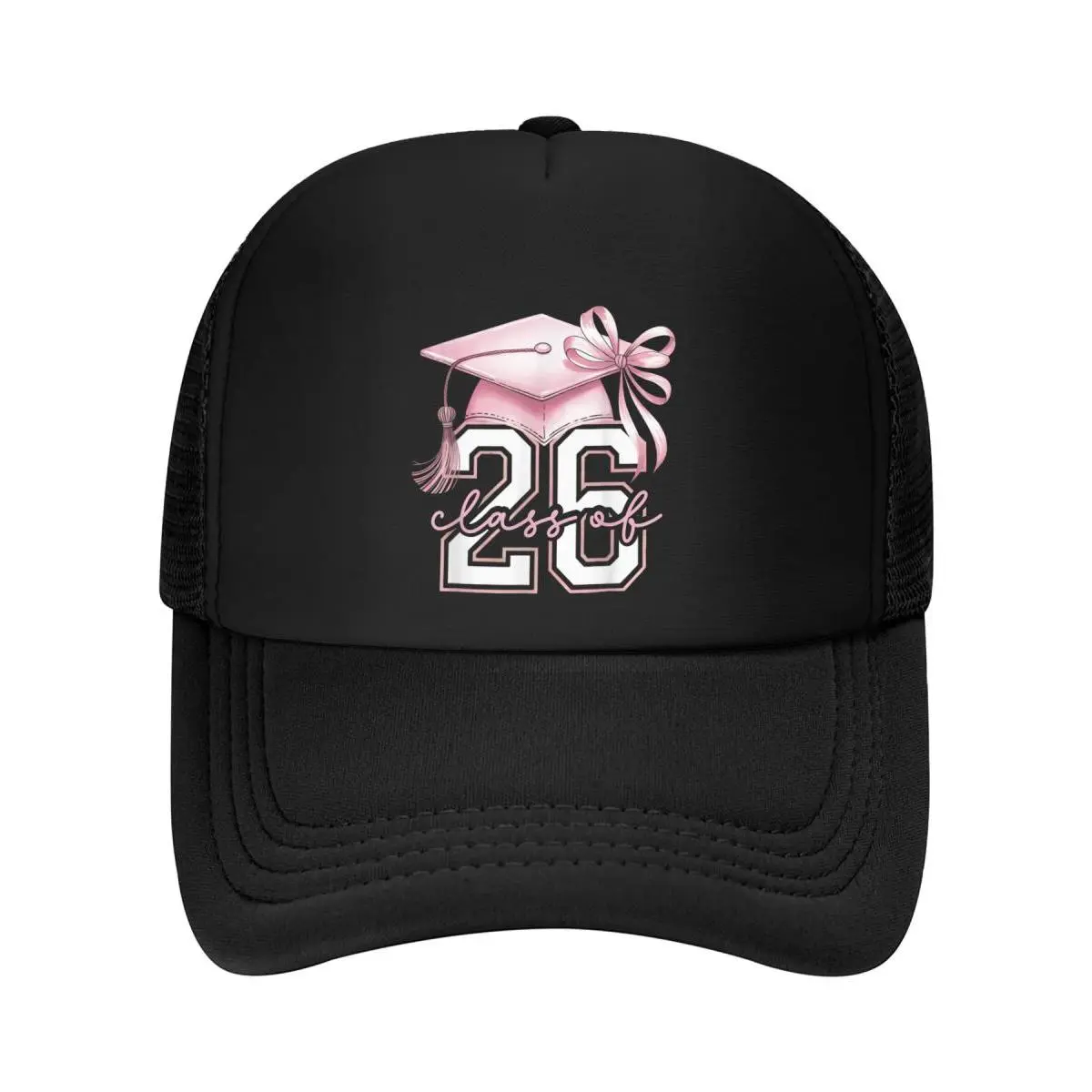 Women's Class of 2026 Pink Coquette Bow Mesh Baseball Cap - Graduation Hat, Female Fit, Cooling, Breathable, UV Resistant, Durable, Machine Washable, Daily Casual Sports Outdoor Accessory