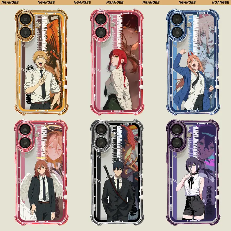 Anime-Style Chainsaw Plastic Smartphone Case - Protective, Snug-Fit Protector for Samsung Galaxy S22,S22 Plus,S23,S24,S24 Ultra,S25 & iPhone 11,12,13,14,15,16 Plus,17,17 Air,17 Pro Max - Durable Mobile Phone Accessories Gold-1 LJR1-6