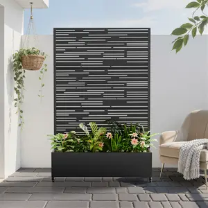 Rectangle Outdoor Metal Planter Box with Raised Garden Bed - Premium Metal, Corrosion Resistant, Easy Mobility, Customizable Flower Arrangements, Ideal for Small Spaces