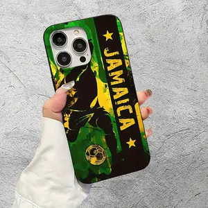 Liquid Large Hole Jamaica Football Theme Shockproof Phone Case for iPhone 15 15 Plus 15 Pro 15 Pro Max 11-16 Promax, Gift for Family & Girlfriend